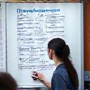 A whiteboard with strategic plans.